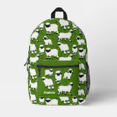 Valais Blwlese Sheep Illustrations on Green Bedrukte Rugzak (Voorkant)