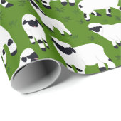 Valais Blwlese Sheep Illustrations on Green Cadeaupapier (Rol Hoek)