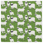 Valais Blwlese Sheep Illustrations on Green Stof (Swatch)