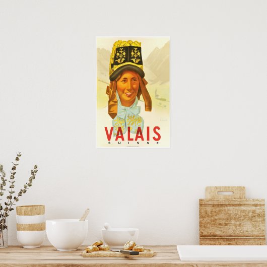 Valais,Switzerland,Suisse,Ski Poster (Keuken)