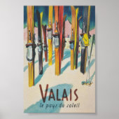 Valais Switzerland Vintage Ski Poster (Voorkant)