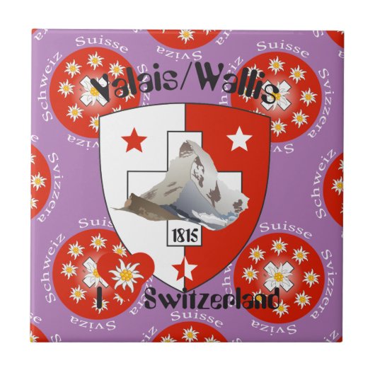 Valais/Wallis Schweiz Fliese Tegeltje (Voorkant)