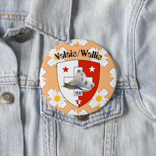 Valais/Wallis Suisse-Schweiz Buttonnen Ronde Button 4,0 Cm (In situ)