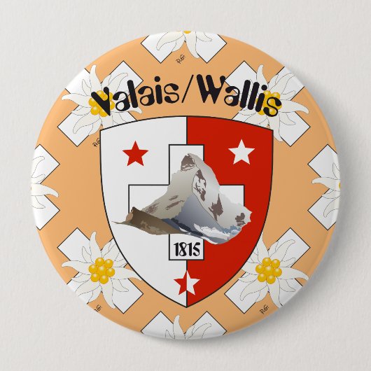 Valais/Wallis Suisse-Schweiz Buttonnen Ronde Button 4,0 Cm (Voorkant)