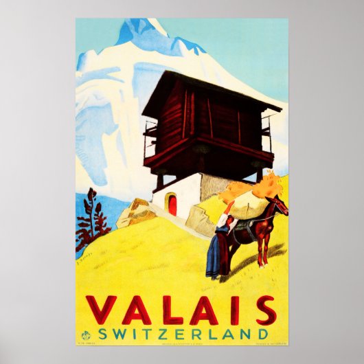 VALAIS Zwitserland Alpine Resorteert Reistoerisme Poster (Voorkant)