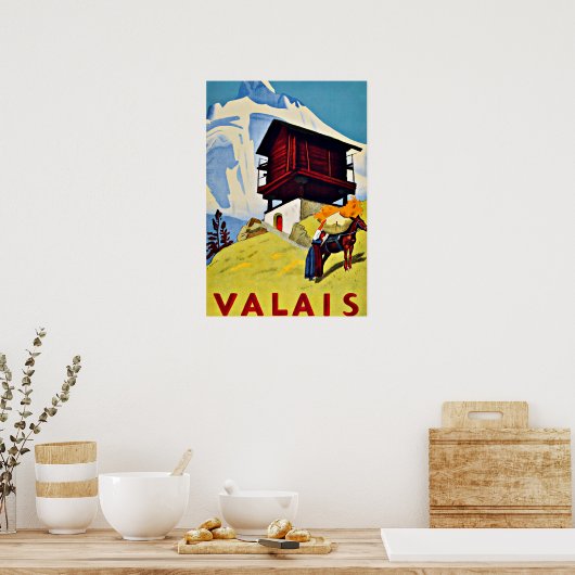 Valais, Zwitserland Vintage Travel Poster (Keuken)
