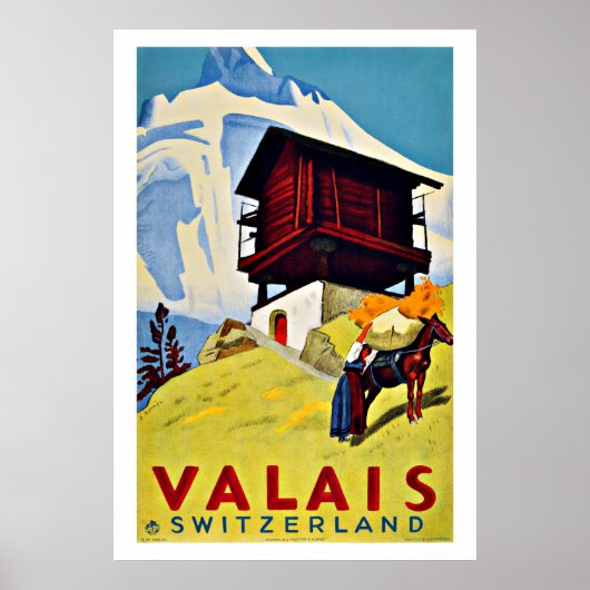 Valais, Zwitserland Vintage Travel Poster (Voorkant)