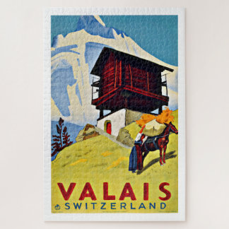 Valais Zwitserland Vintage Travel Poster Legpuzzel