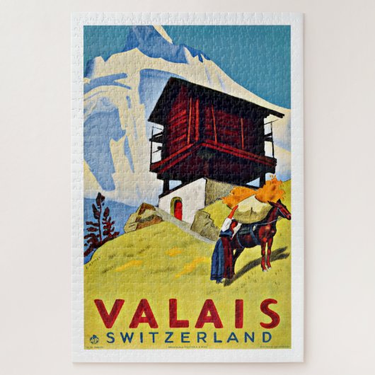 Valais Zwitserland Vintage Travel Poster Legpuzzel (Verticaal)