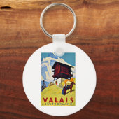 Valais Zwitserland Vintage Travel Sleutelhanger (Voorkant)