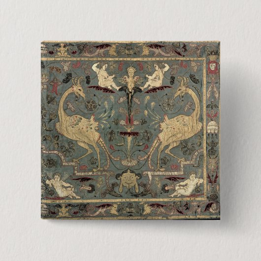 Valance of Renaissance design, 17e eeuw (zijde) Vierkante Button 5,1 Cm (Voorkant)