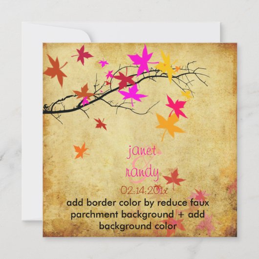  valbruiloft /elektrische roze kaart (Voorkant)