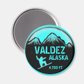 Valdez Alaska blauwgroen snowboard kunstmagneet Magneet (Voorkant / Achterkant)