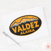 Valdez Alaska oranje ovale stickers (Envelop)