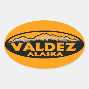 Valdez Alaska oranje ovalstickers Ovale Sticker