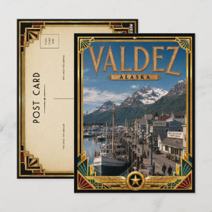 Valdez Alaska Vintage Art Deco Gouden Tijdperk Briefkaart