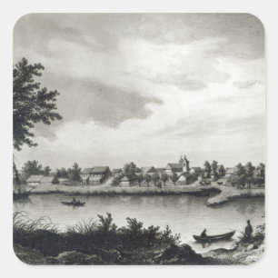 Valdivia van 'De geschiedenis van Chili' gegraveer Vierkante Sticker