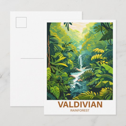 Valdivian regenwoud illustratie reizen briefkaart (Voorkant / Achterkant)