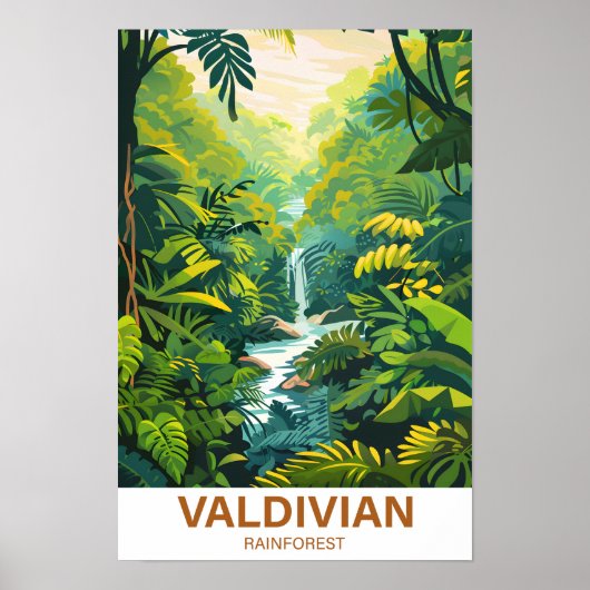 Valdivian regenwoud illustratie reizen poster (Voorkant)