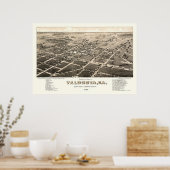 Valdosta, GA Panoramische Kaart - 1885 Poster (Keuken)