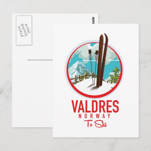 Valdres Noorwegen Ski logo Briefkaart (Voorkant / Achterkant)