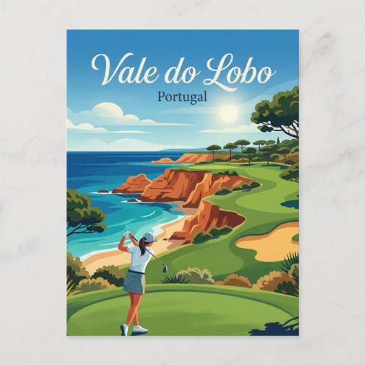 Vale do Lobo Portugal, golfer Briefkaart (Voorkant)