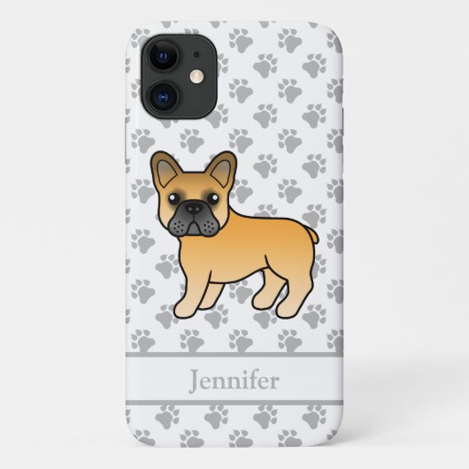 Vale Franse Bulldog Schattige Cartoonhond & Naam Case-Mate iPhone Case (Achterkant)
