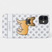Vale Franse Bulldog Schattige Cartoonhond & Naam Case-Mate iPhone Case (Achterkant (horizontaal))