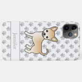 Vale Gladharige Chihuahua Cartoonhond & Naam Case-Mate iPhone Case (Achterkant (horizontaal))