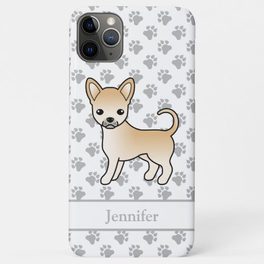 Vale Gladharige Chihuahua Cartoonhond & Naam Case-Mate iPhone Case (Achterkant)