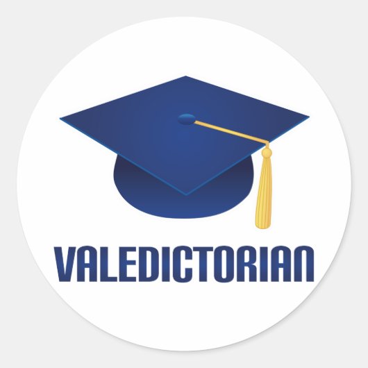 Valedictorian Blue Afstudeerder Pet Afstuderen Gif Ronde Sticker (Voorkant)