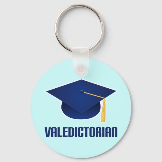 Valedictorian Blue Afstudeerder Pet Afstuderen Gif Sleutelhanger (Voorkant)