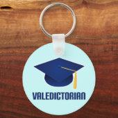 Valedictorian Blue Afstudeerder Pet Afstuderen Gif Sleutelhanger (Voorkant)