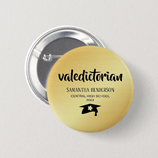 Valedictorian Gold gepersonaliseerd Afstuderen Ronde Button 5,7 Cm (Voorkant /achterkant)