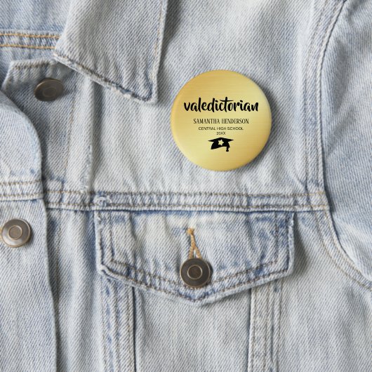 Valedictorian Gold gepersonaliseerd Afstuderen Ronde Button 5,7 Cm (In situ)