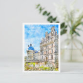 Valencay Castle Frankrijk Travel Place Waterverf Briefkaart (Staand voorkant)