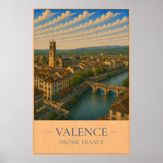Valence, Frankrijk – Oude Reisposter Poster (Voorkant)