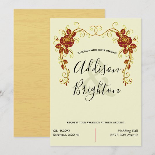 Valence Wedding Elegant gestileerd Roos Kaart (Voorkant / Achterkant)