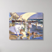 Valencia Beach Ochtend Licht | Joaquín í Sorolla  Canvas Afdruk (Voorkant)