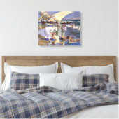 Valencia Beach Ochtend Licht | Joaquín í Sorolla  Canvas Afdruk (Insitu (Slaapkamer))