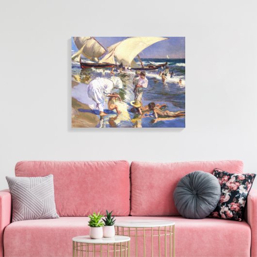 Valencia Beach Ochtend Licht | Joaquín í Sorolla  Canvas Afdruk (Insitu (Woonkamer))