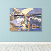 Valencia Beach Ochtend Licht | Joaquín í Sorolla Canvas Afdruk (Insitu (Houten vloer))
