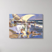 Valencia Beach Ochtend Licht | Joaquín í Sorolla Canvas Afdruk (Voorkant)