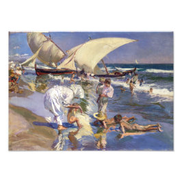 Valencia Beach Ochtend Licht | Joaquín í Sorolla Foto Afdruk
