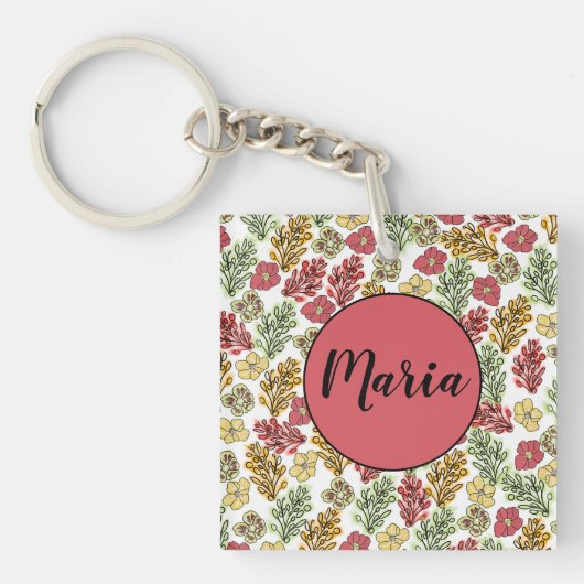 Valencia Floral and Vines Personalized Sleutelhanger (voorkant)