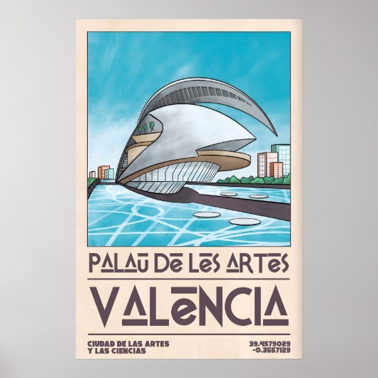Valencia Landmark Poster Palau de Les Arts (Voorkant)