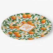 Valencia Oranje Bloesem Monogram Papieren Bordje (Gekanteld)