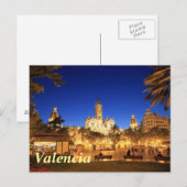 Valencia: Plaza Ayuntamiento door Night Briefkaart (Voorkant / Achterkant)