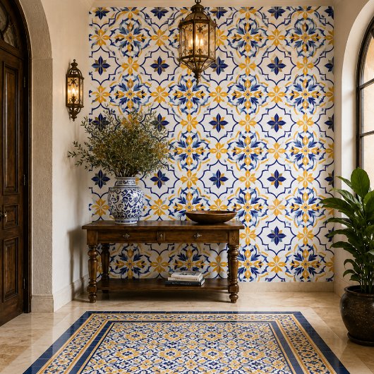 Valencia Solstice Sapphire Marigold Floral Luxury Tegeltje