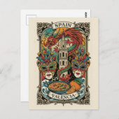 Valencia Spain Travel Briefkaart (Voorkant / Achterkant)